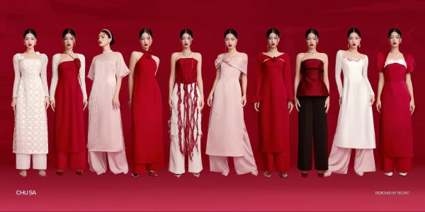 10 thiết kế áo dài mới nhất xuân Giáp Thìn của Rechic thuộc BST Chu Sa 