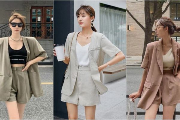 Phối blazer với áo hai dây 