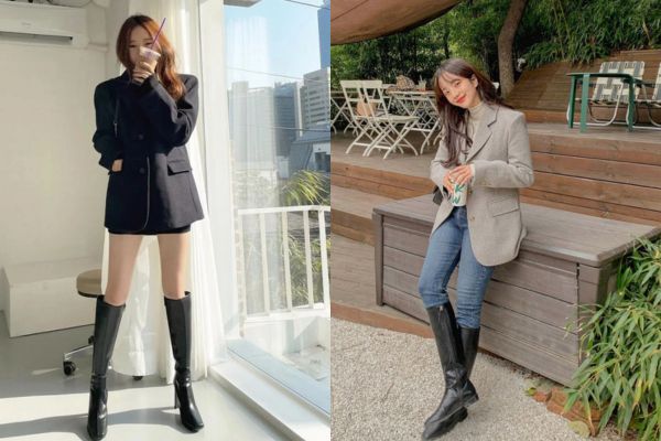 Phối blazer cùng với boot cao cổ trẻ trung, cá tính