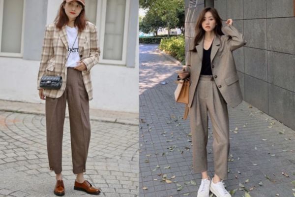 Phối blazer cùng với quần baggy