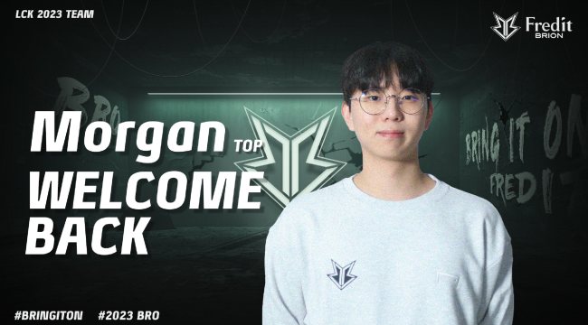 Hình ảnh tuyển thủ Morgan thuộc đội tuyển Fredit Brion và dòng chữ "Morgan Welcome Back"